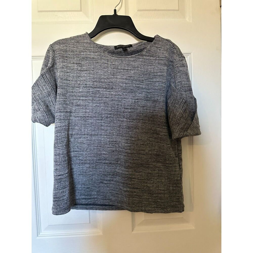 Banana Republic Women’s Gray Short-Sleeve Textured Knit Top Small
